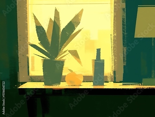 Windowsill Plant & City View