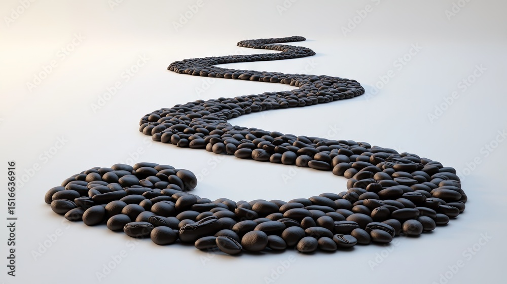 Obraz premium Coffee beans arranged in a winding path.