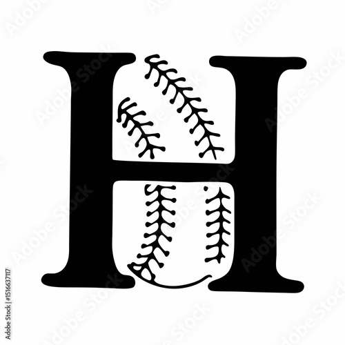 Baseball Letter H Monogram Sports Themed Alphabet Design