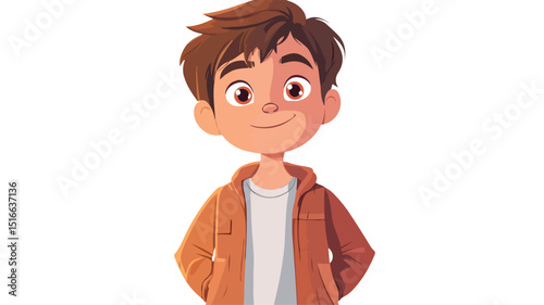 Adorable Young Boy Character in Detailed Vector Illustration