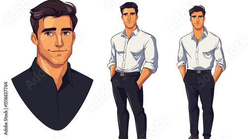 Handsome Professional Man Character Vector Illustration