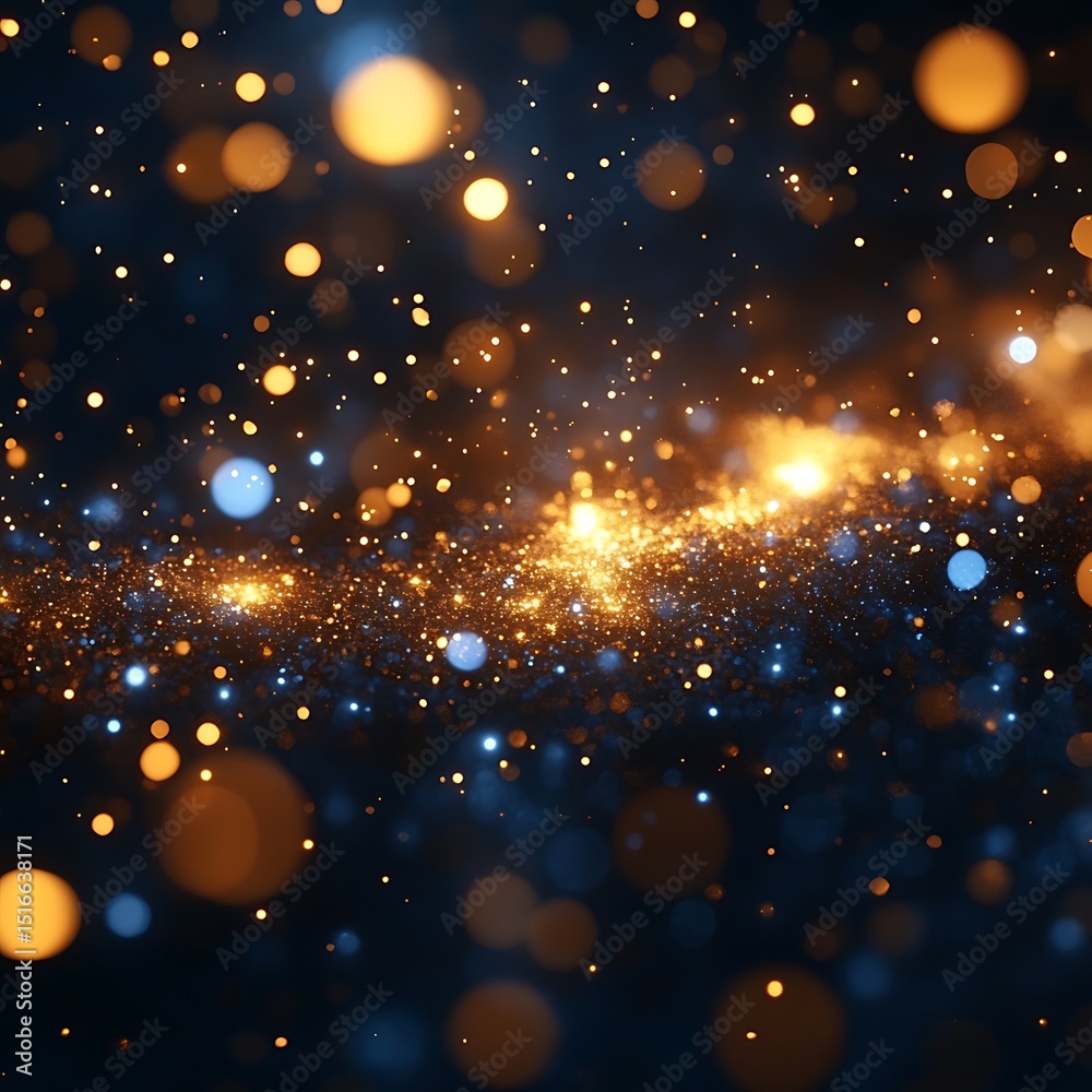 Obraz premium Abstract lightscape of golden and blue bokeh