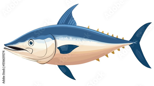 Bluefin Tuna Fish Vector Illustration in Isometric Style
