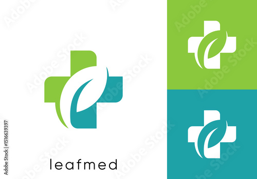 medical leaf logo design. simple modern nature health care symbol vector graphic	