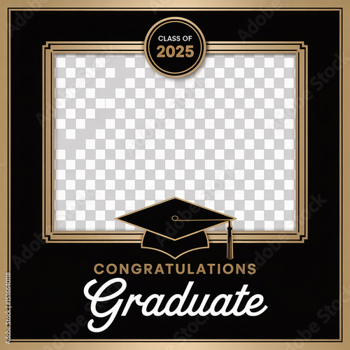 Elegant Black and Gold Graduation Frame Template for Class of 2025