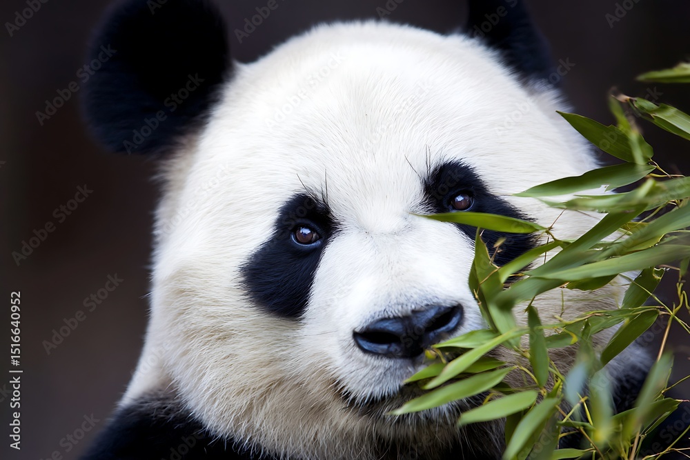 Obraz premium Giant panda eating bamboo portrait