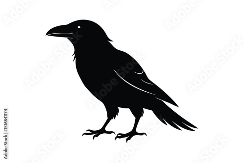 raven silhouette vector illustration on white background