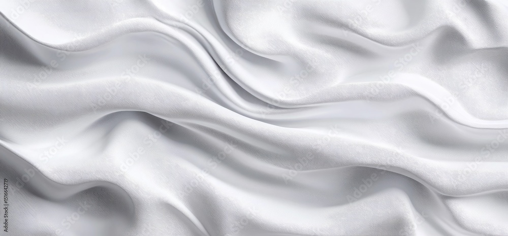Fototapeta premium Elegant White Satin Fabric with Soft Waves and Texture.