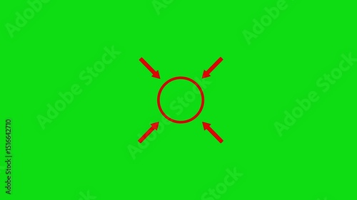 Red circle with four arrows  green screen