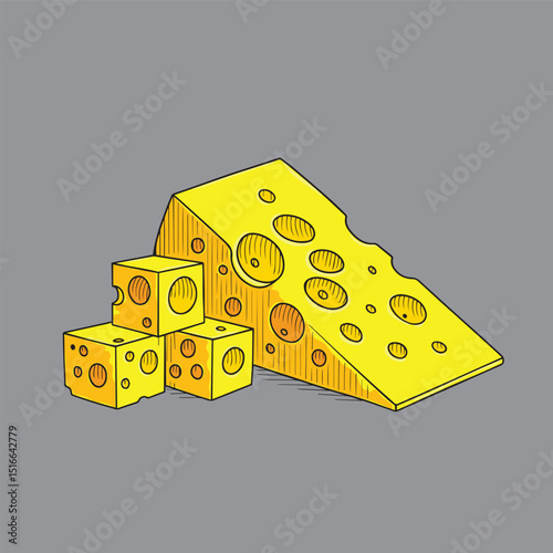 vector illustration of cheese slices