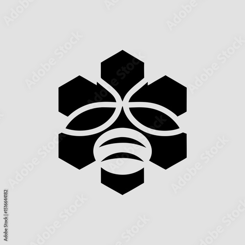 Bee with honeycomb background vector illustration
