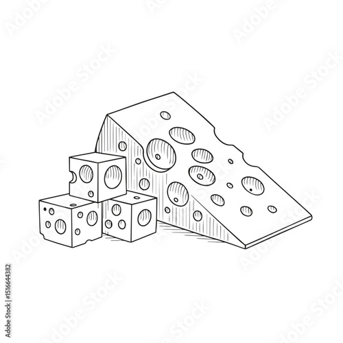 line art vector of cheese slices