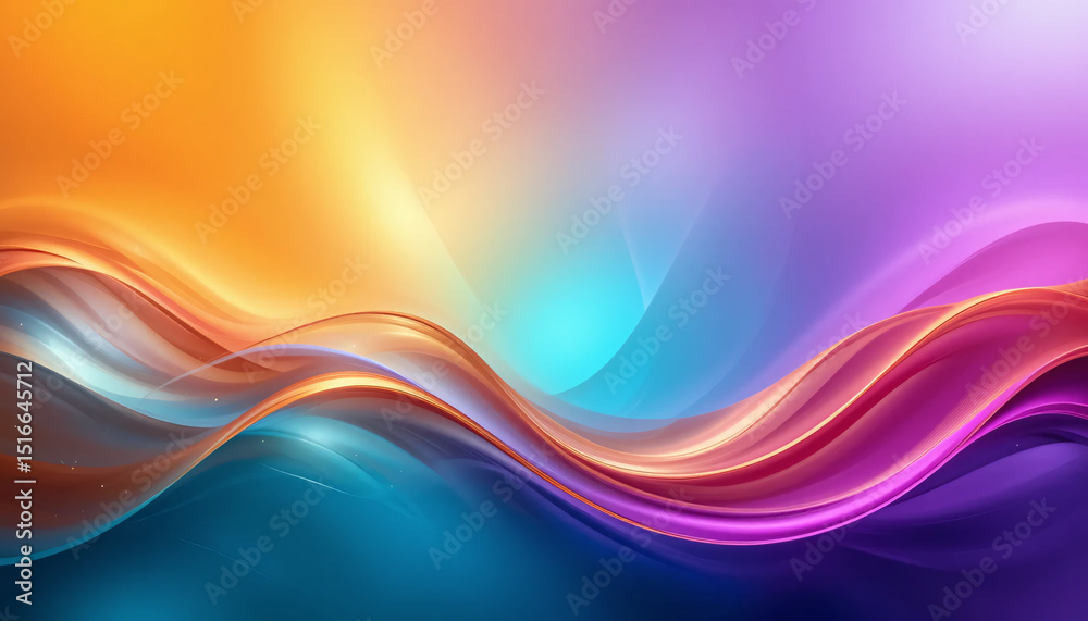 Fototapeta premium Colorful Abstract Wave Background Gradient Swirls of Orange, Purple, Blue, and Cyan Light for Creative Digital Design