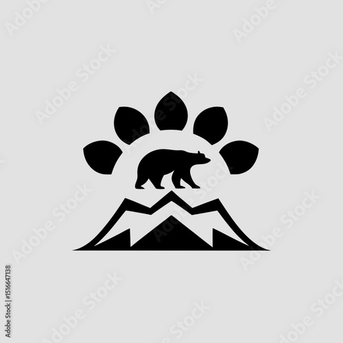 Bear on wilderness mountain path vector illustration