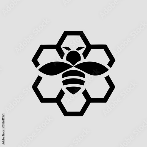 Busy bee and honeycomb artwork vector illustration