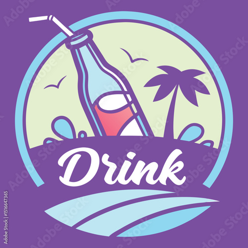 Drink Logo Design with Glass and Splash Icon