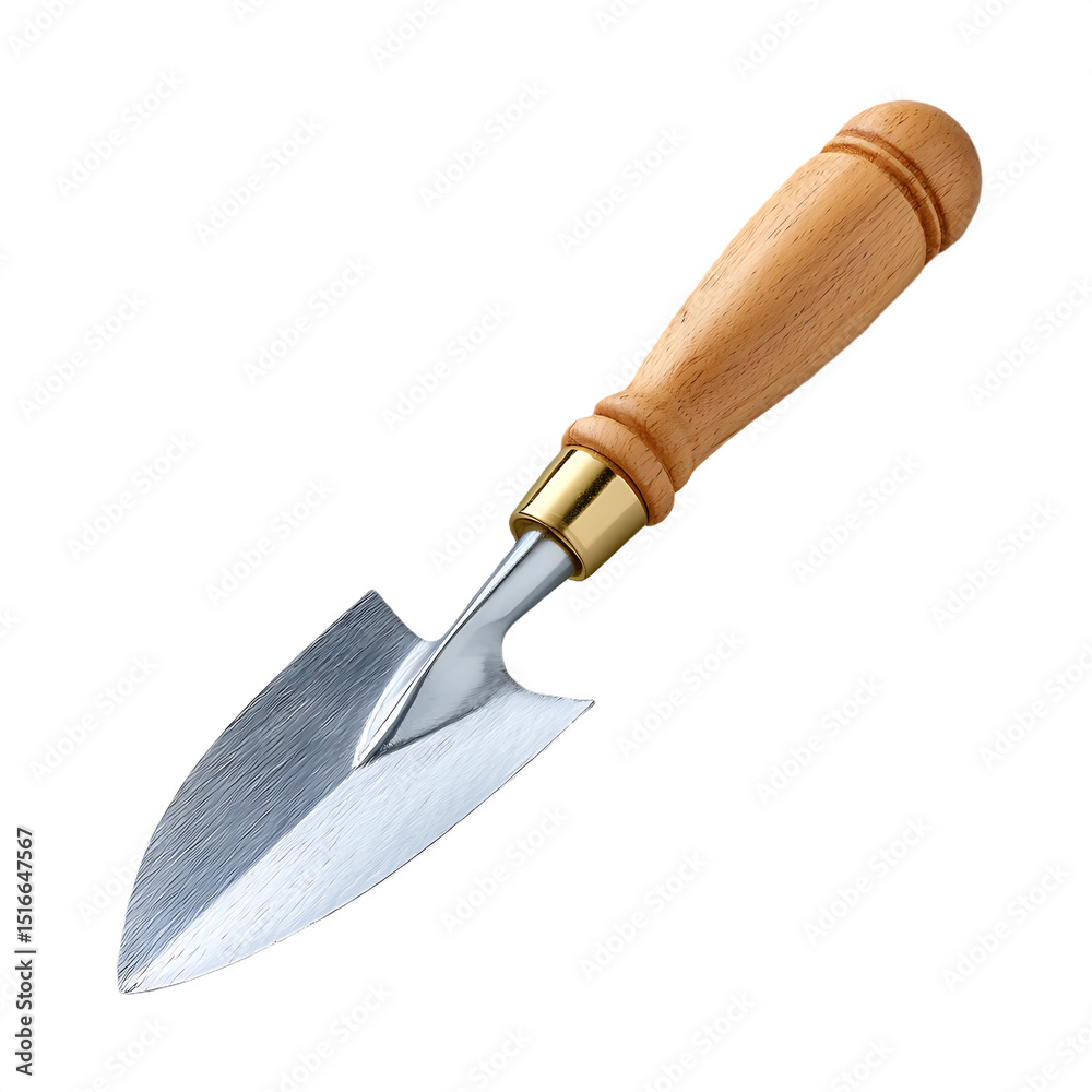 Fototapeta premium A small garden trowel with a wooden handle isolated