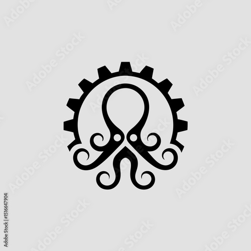 Octopus with steampunk details vector illustration