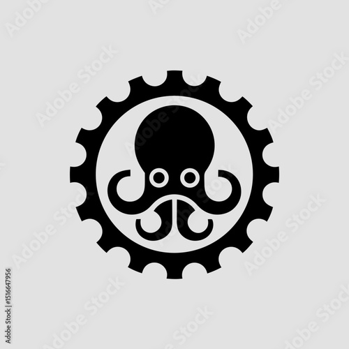 Octopus with intricate steampunk design vector illustration