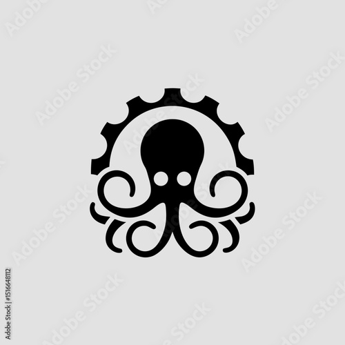 Octopus with steampunk style tentacles vector illustration