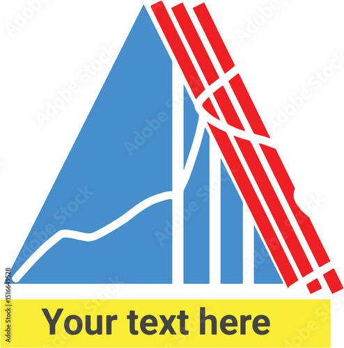 Abstract triangular graphic design featuring red and blue elements, suggesting structural support or a broken system. Ideal for presentations, reports