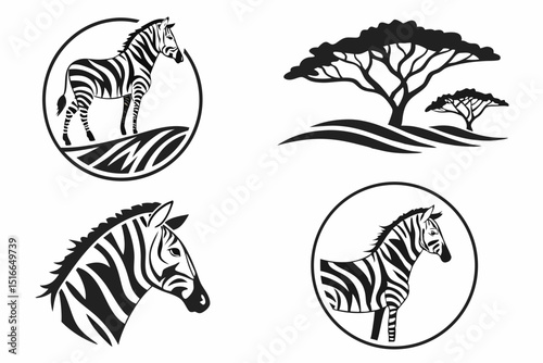 set of black silhouettes of leaves