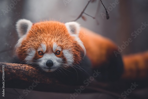 Red panda intensely stares at viewer