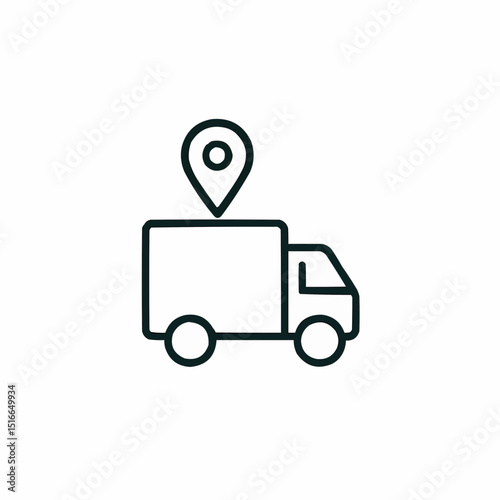 Outlined delivery truck with location pin — real-time package tracking.