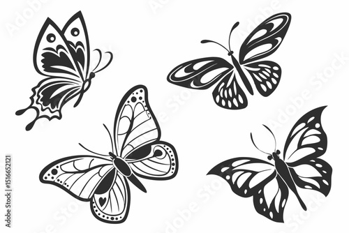 set of butterflies