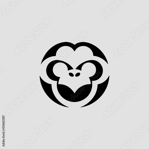 Playful monkey face with bold outline vector illustration