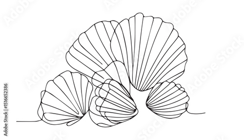 Continuous one single minimal line drawing Haliotis