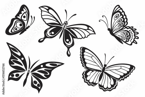set of butterflies