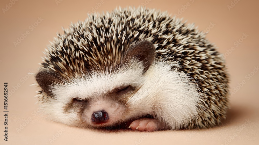 Fototapeta premium A small hedgehog rests peacefully.