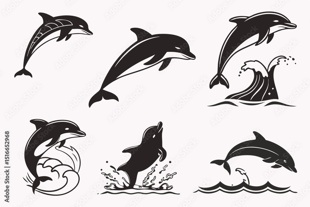 Naklejka premium set of dolphins