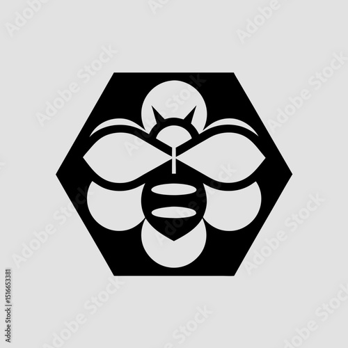 Bee hovering near honeycomb vector illustration