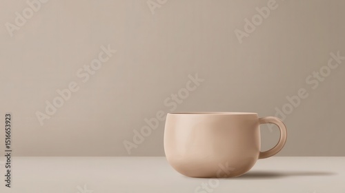 Wallpaper Mural Beige ceramic mug on a light surface. Torontodigital.ca