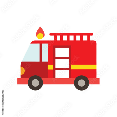 Fire Truck with Ladder – with white background
