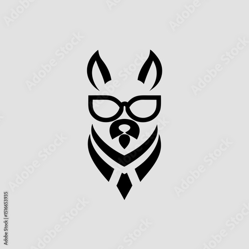 Stylish alpaca with glasses and scarf vector illustration