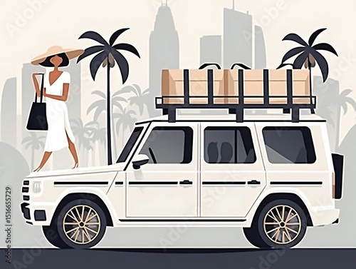 Woman SUV City Trip