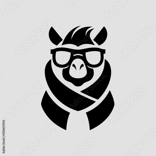 Alpaca in scarf and glasses hipster style vector illustration
