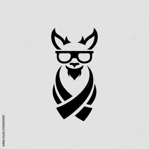 Trendy alpaca logo with scarf and glasses vector illustration