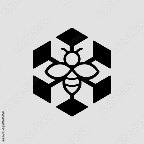 Bee with honeycomb background vector illustration