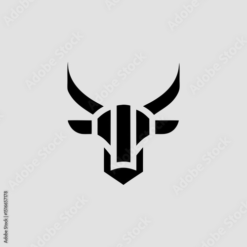 Bull logo with stock market chart integrated vector illustration