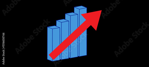 Growth graph up arrow chart. Vector Illustration.