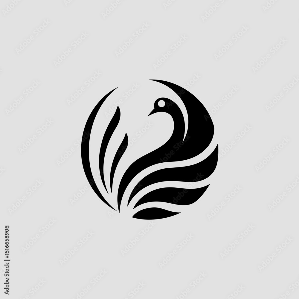 Elegant peacock logo with vibrant flowing feathers vector illustration Elegant peacock logo with vibrant flowing feathers vector illustration