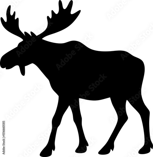 Detailed moose silhouette illustration perfect for nature designs wildlife projects or outdoor themed creative works featuring a clean and striking animal outline