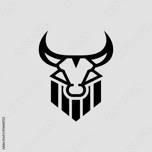 Bull logo with stock market chart integrated vector illustration