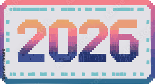 2026 numbers with outlined city skyline. Minimal urban design for modern events, calendars, or business materials.