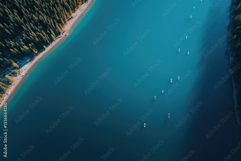 Naklejka premium serene aerial drone-shot in top-down perspective captures vibrant canadian landscape on canada day
