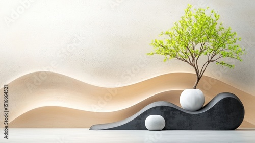 an eye catching abstract art piece featuring a combination of black and white geometric shapes arranged in a visually striking pattern on a minimalist background.
